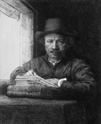 Self portrait while drawing, 1648